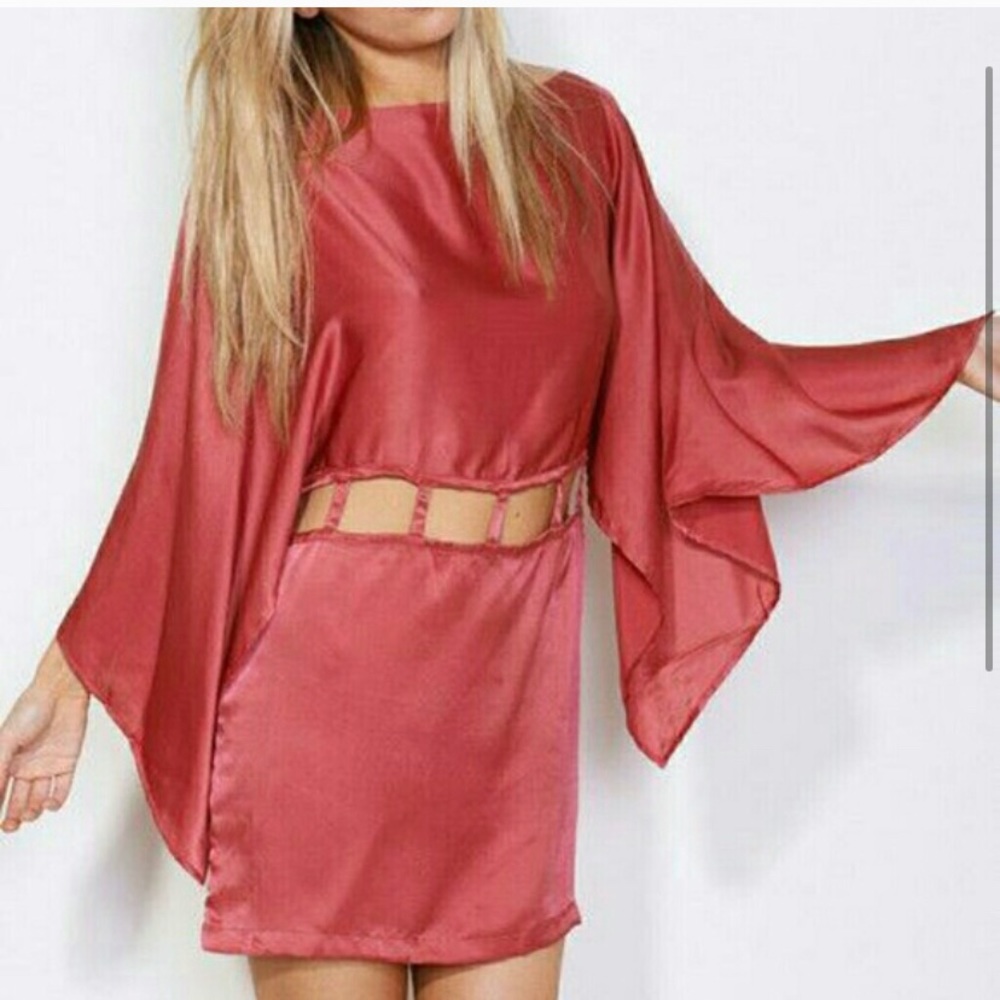 New indah 100% silk kimono dress rose pink
